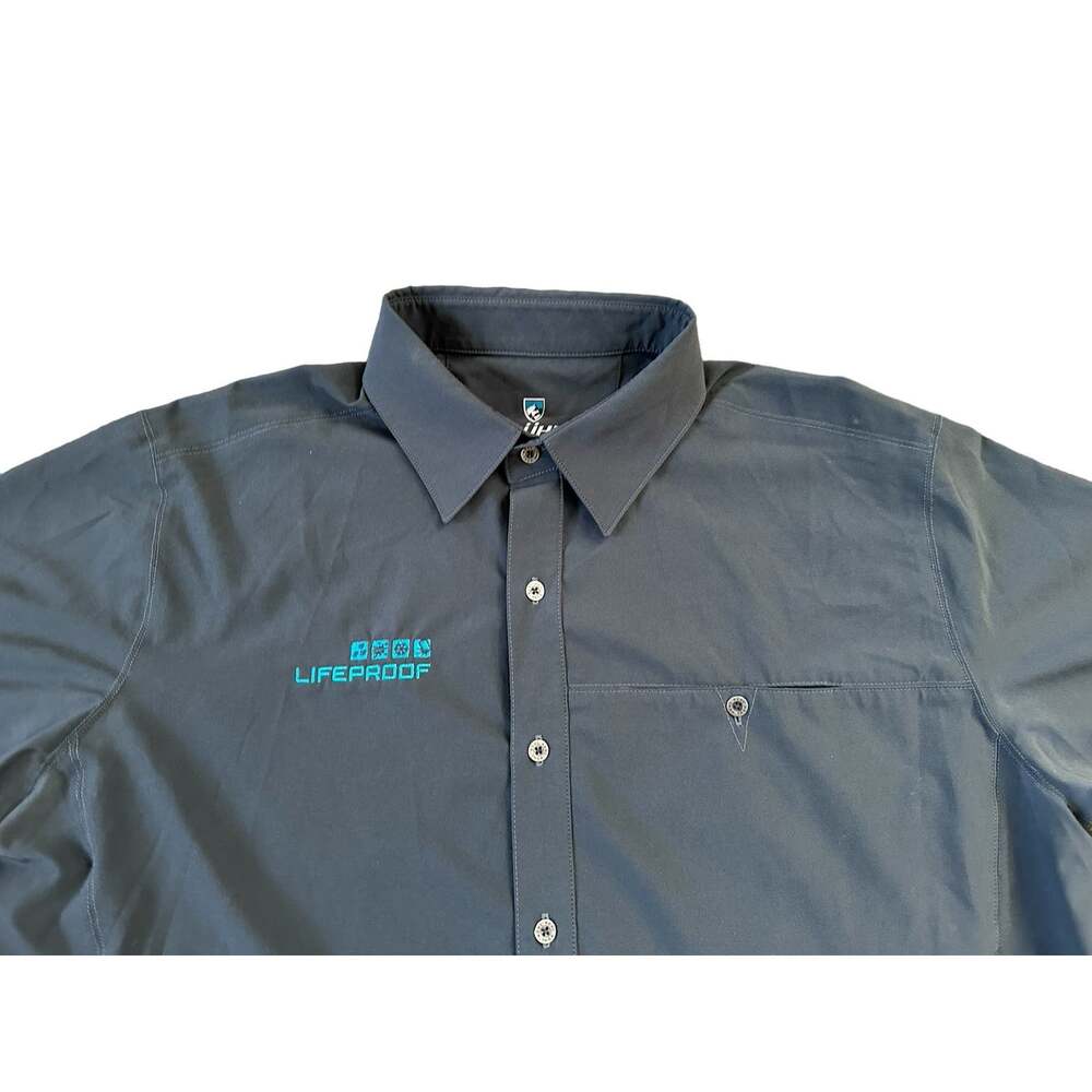 Kuhl TuffleX Embroidered LIFEPROOF Gray Button Up Mens Large S/S Shirt